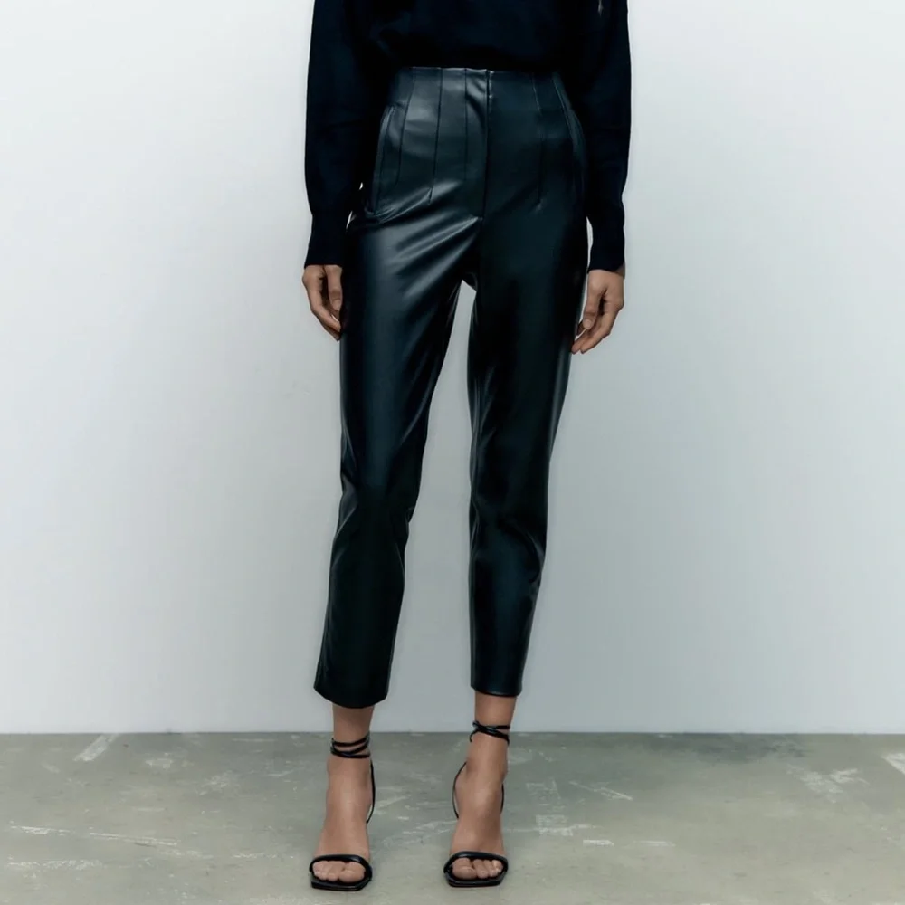 Zara High Waisted Faux Leather Pants